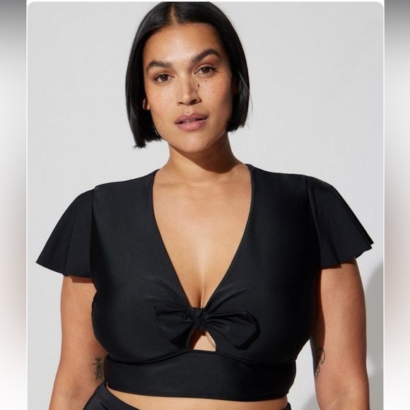 Torrid Flutter Sleeve Black Bikini Top sz 3X - Picture 2 of 7